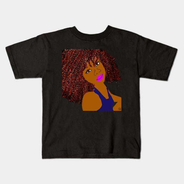 BrownSkin Curly Natural Hair Diva Queen Kids T-Shirt by EllenDaisyShop